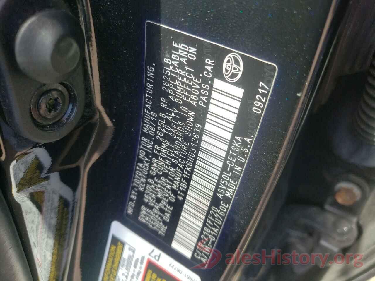 4T1BF1FK6HU313639 2017 TOYOTA CAMRY