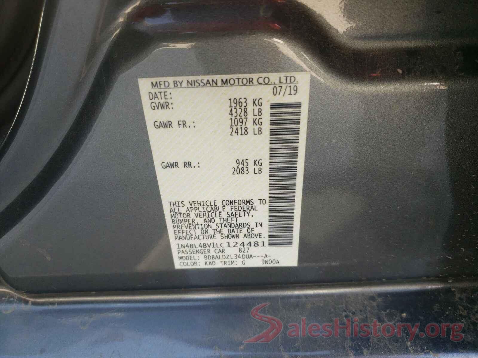 1N4BL4BV1LC124481 2020 NISSAN ALTIMA