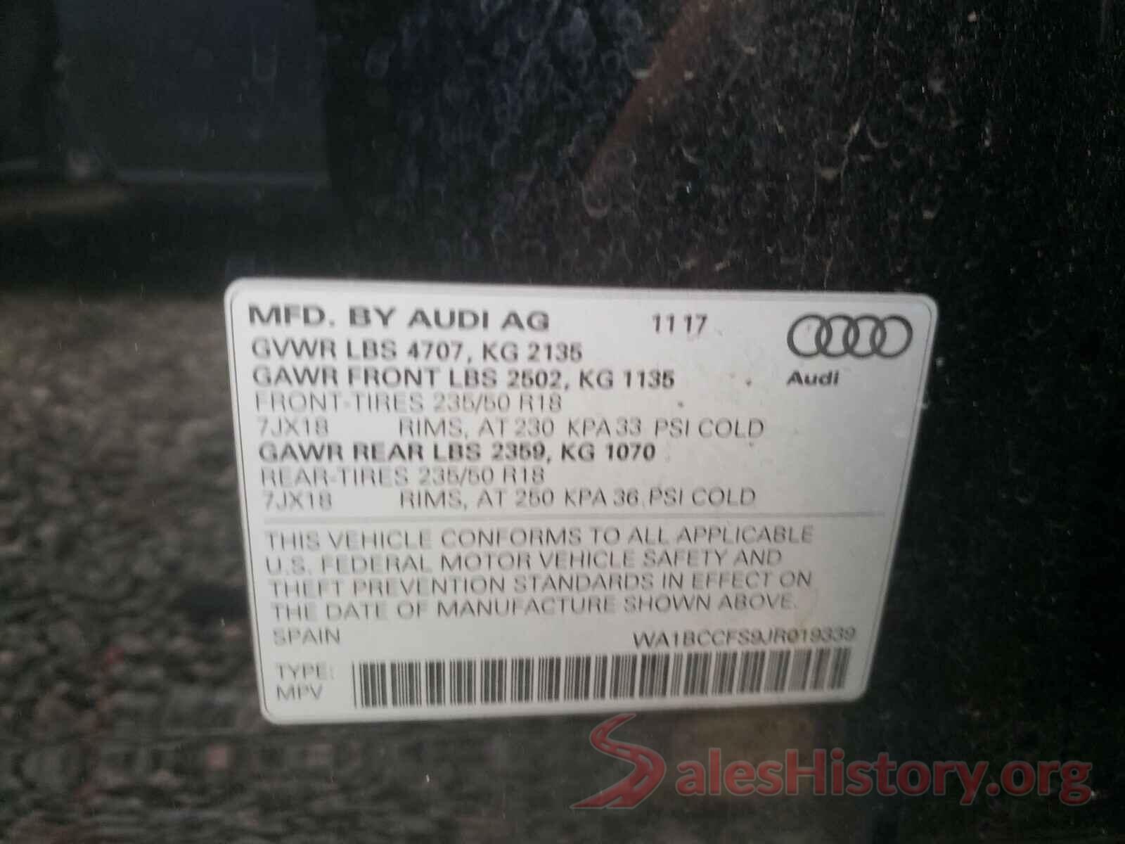 WA1BCCFS9JR019339 2018 AUDI Q3