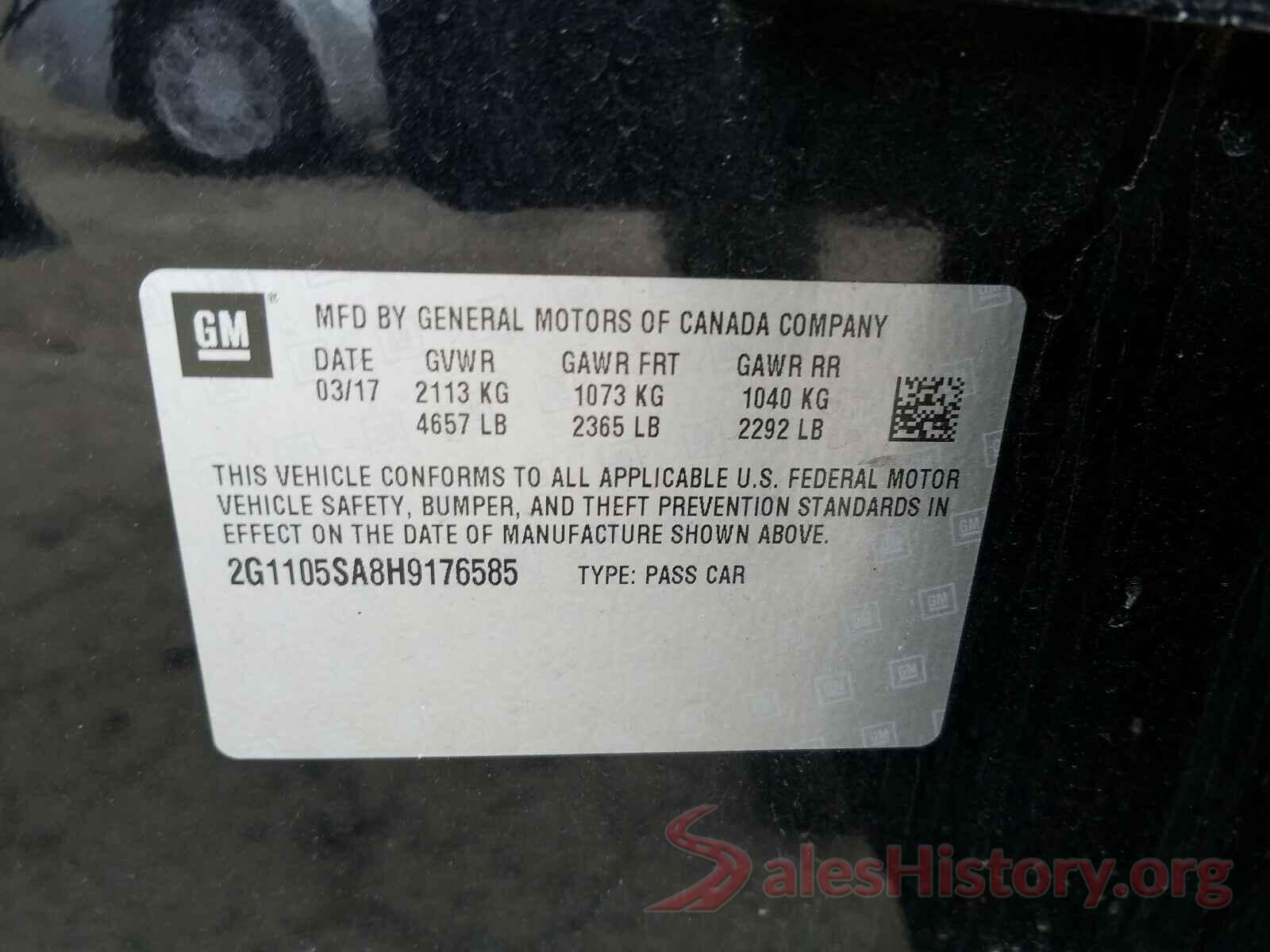 2G1105SA8H9176585 2017 CHEVROLET IMPALA