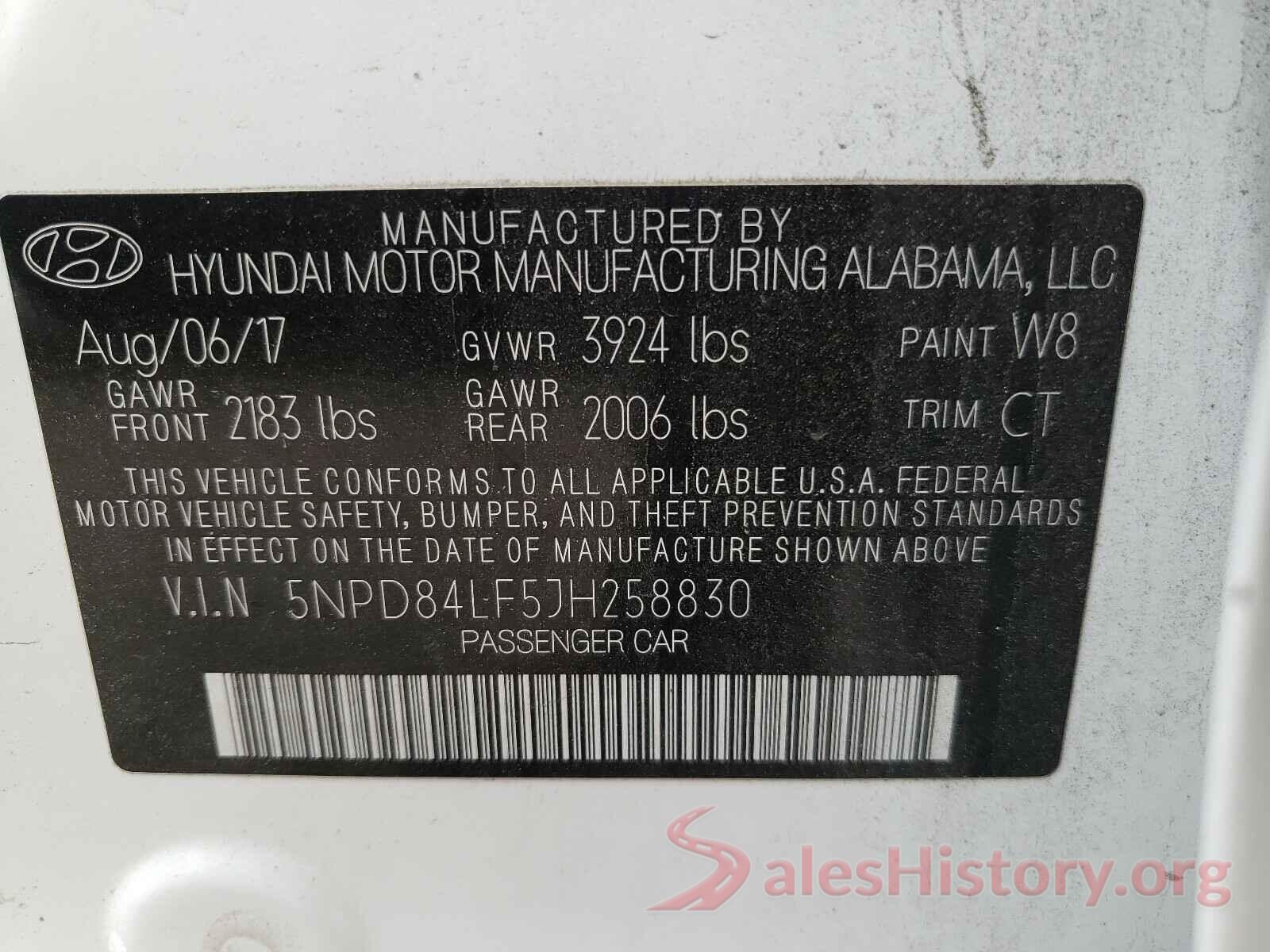 5NPD84LF5JH258830 2018 HYUNDAI ELANTRA