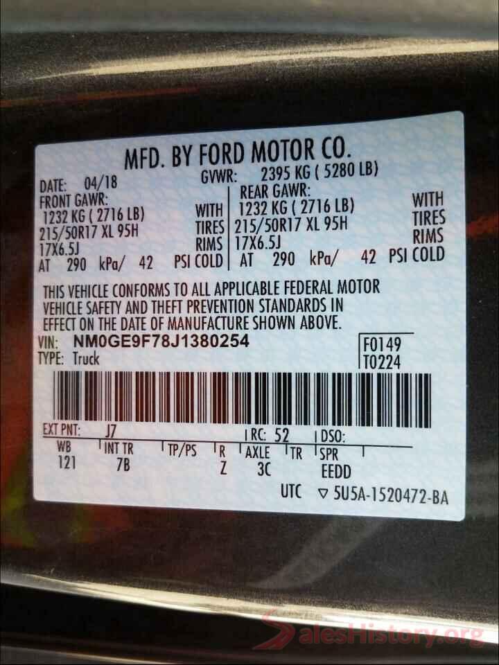 NM0GE9F78J1380254 2018 FORD TRANSIT CO