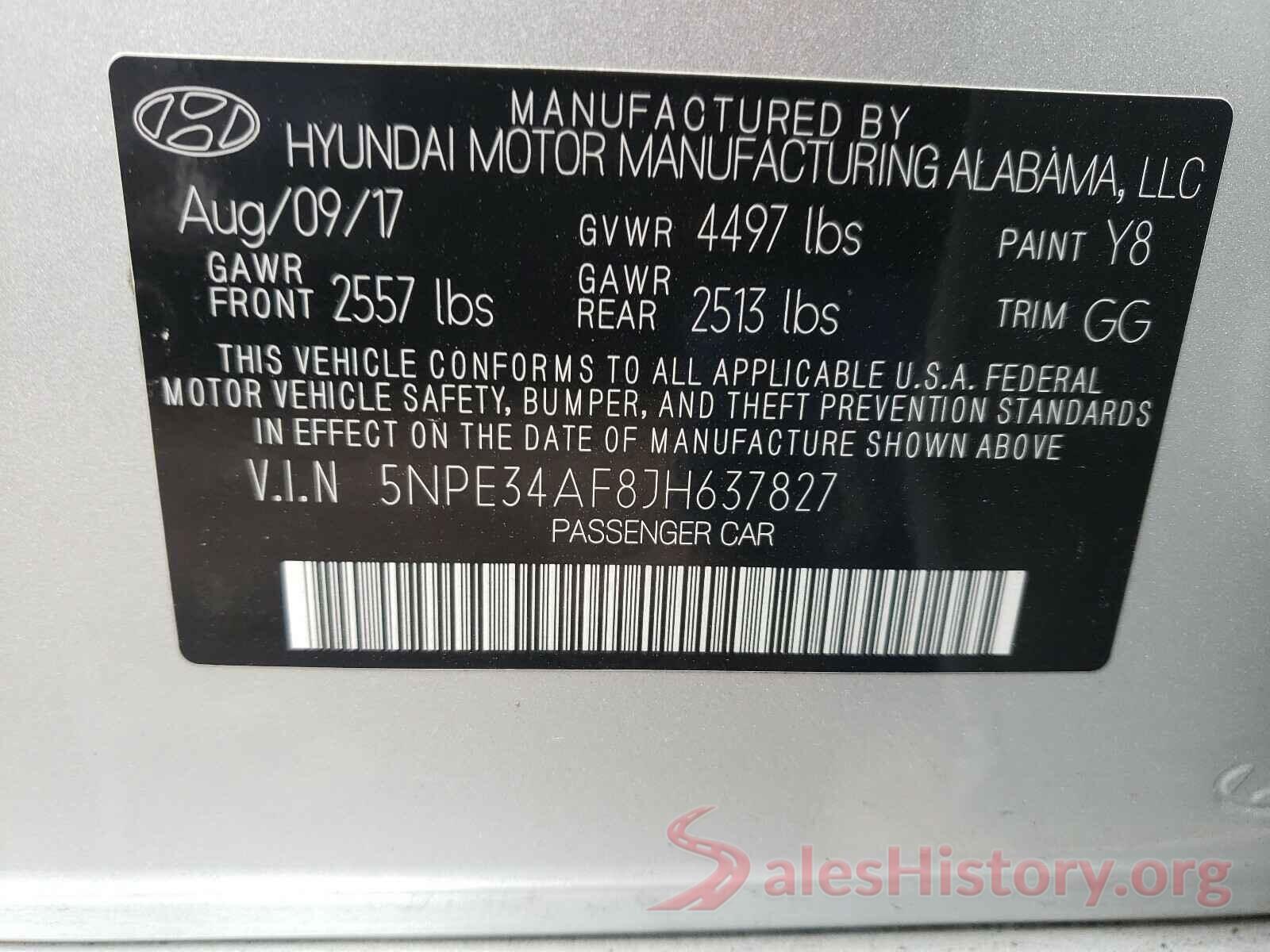 5NPE34AF8JH637827 2018 HYUNDAI SONATA