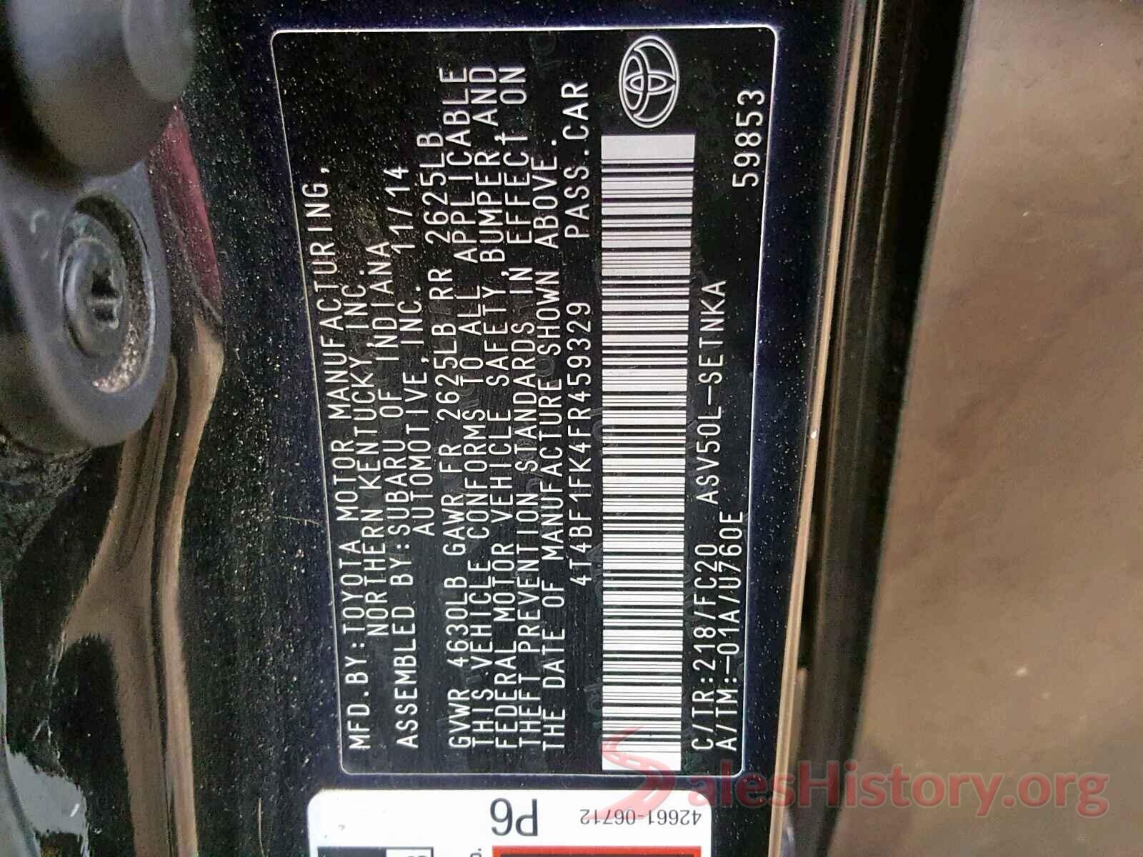 4T4BF1FK4FR459329 2015 TOYOTA CAMRY