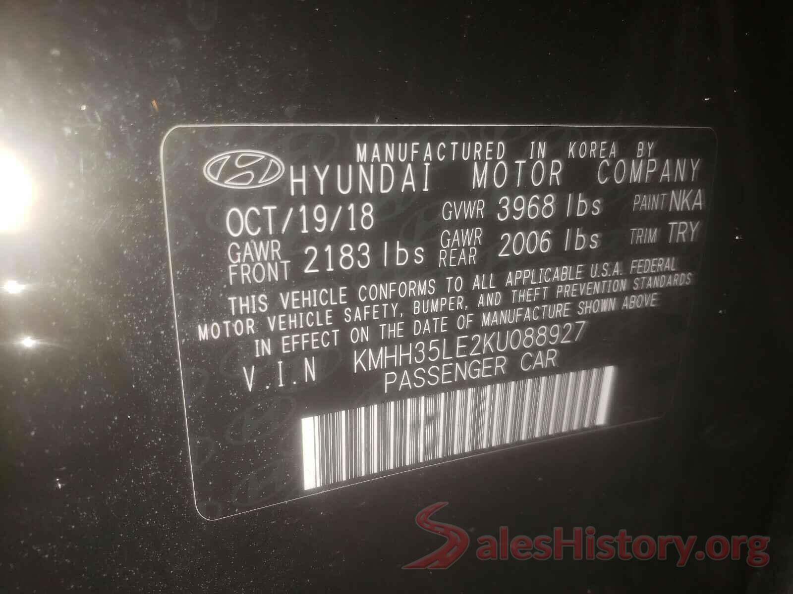 KMHH35LE2KU088927 2019 HYUNDAI ELANTRA