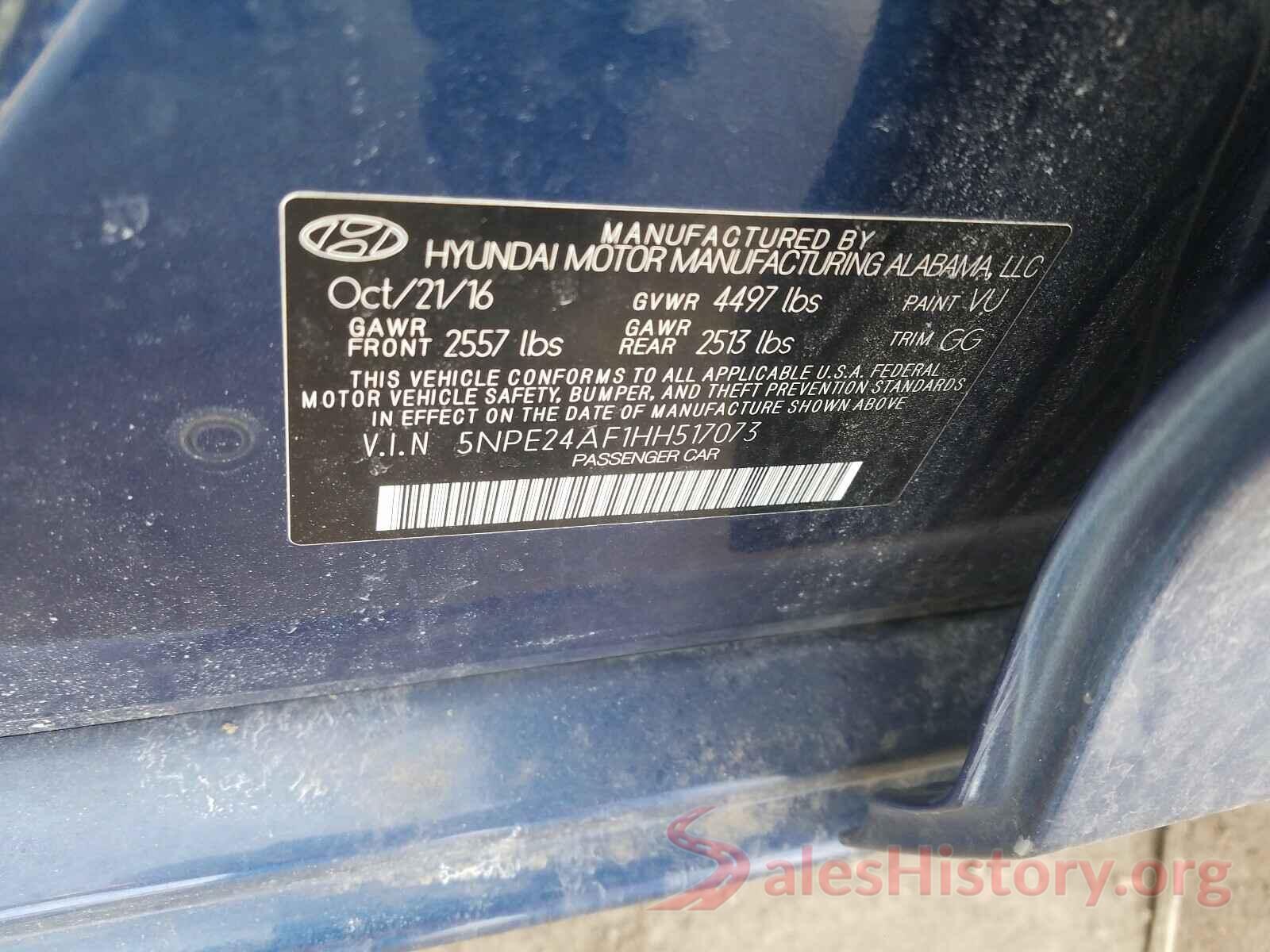 5NPE24AF1HH517073 2017 HYUNDAI SONATA