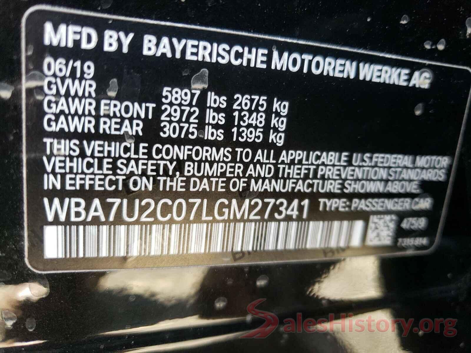 WBA7U2C07LGM27341 2020 BMW 7 SERIES