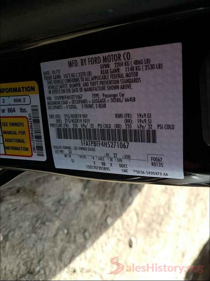 1FATP8FF4H5271067 2017 FORD MUSTANG