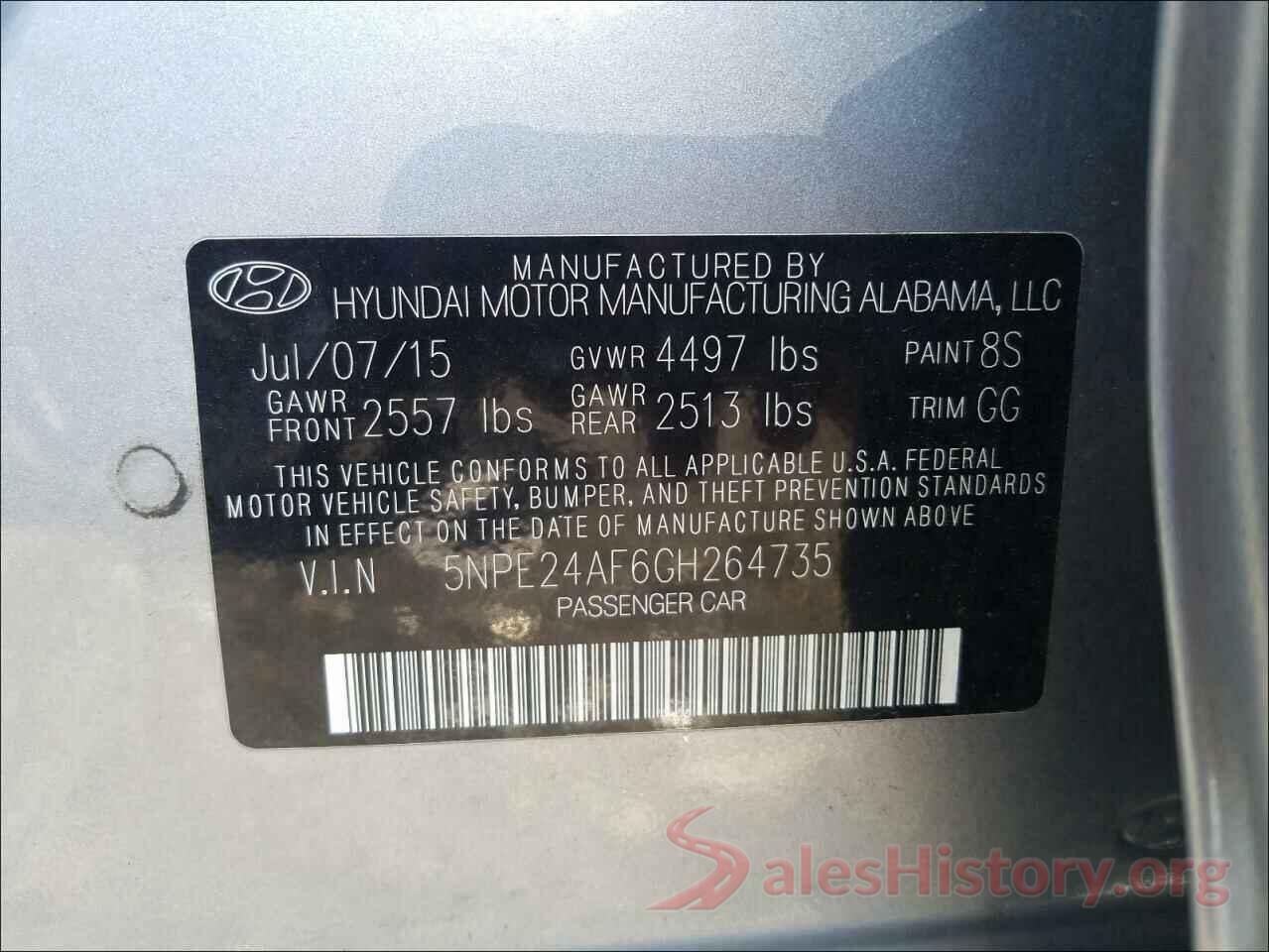 5NPE24AF6GH264735 2016 HYUNDAI SONATA