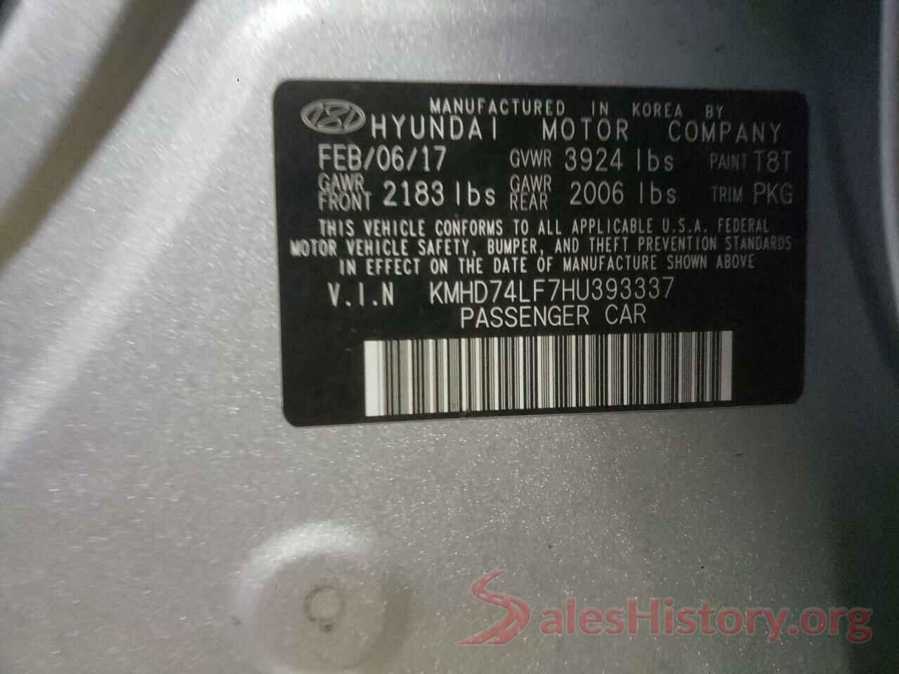 KMHD74LF7HU393337 2017 HYUNDAI ELANTRA