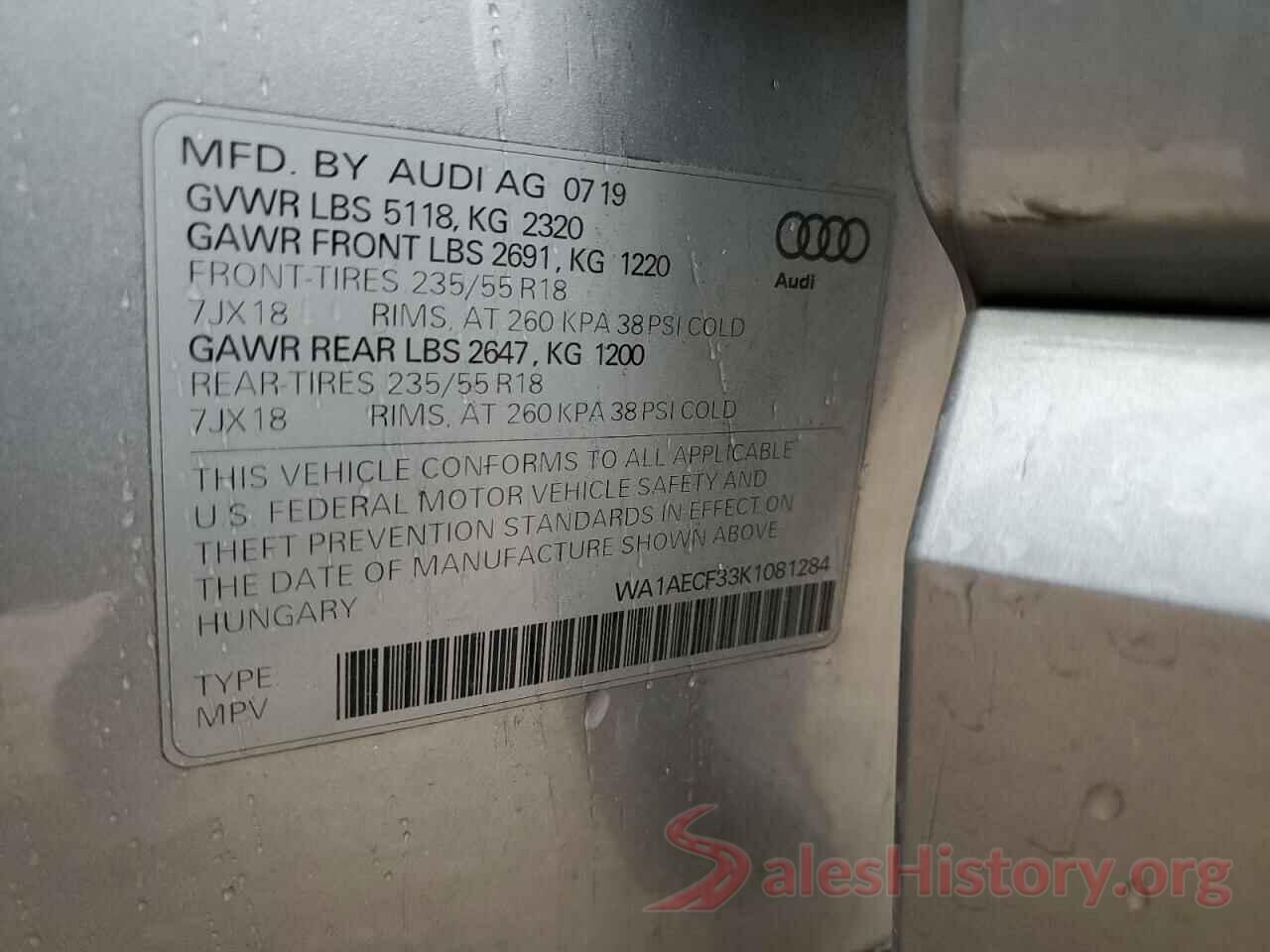 WA1AECF33K1081284 2019 AUDI Q3