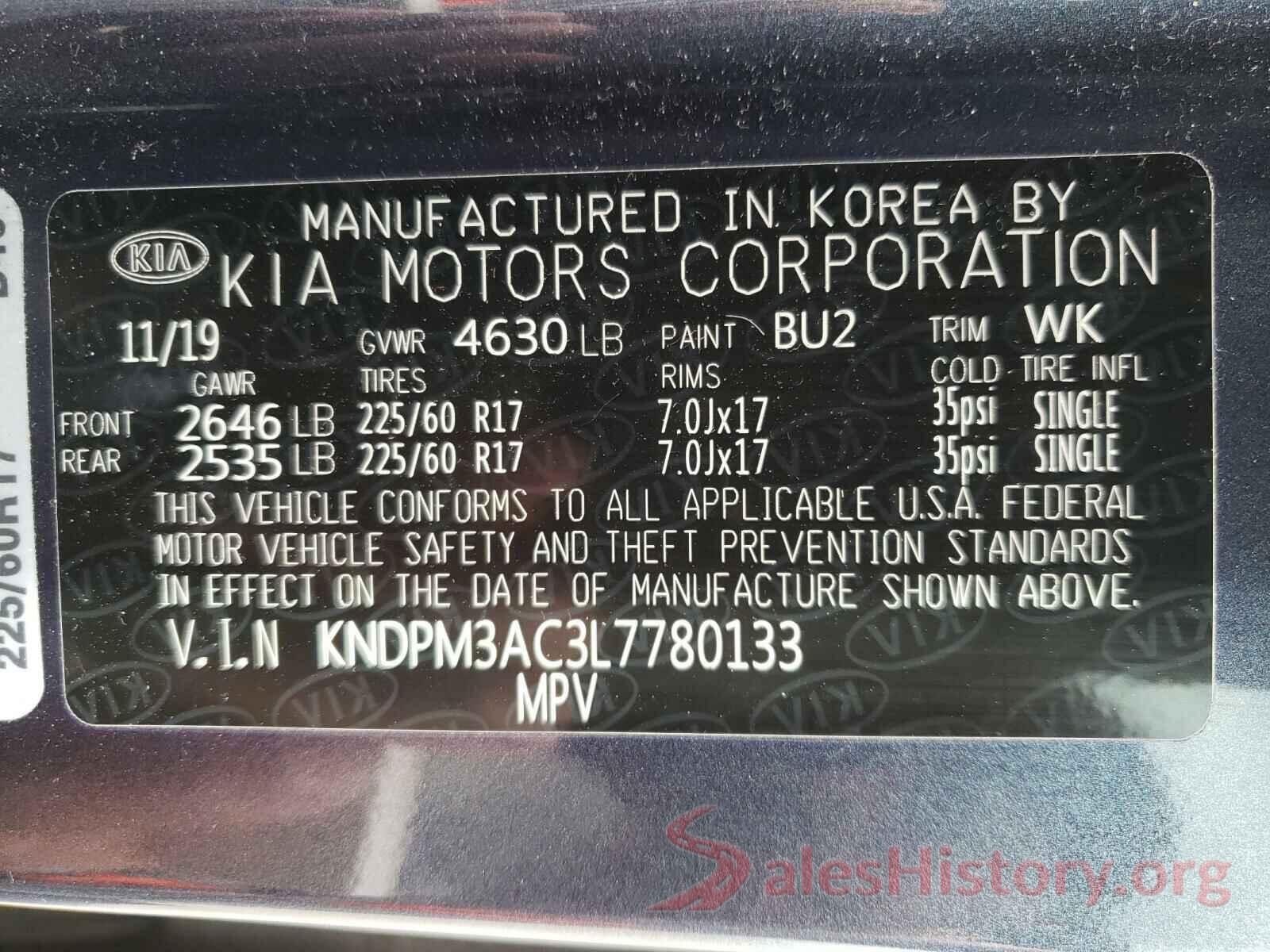 KNDPM3AC3L7780133 2020 KIA SPORTAGE