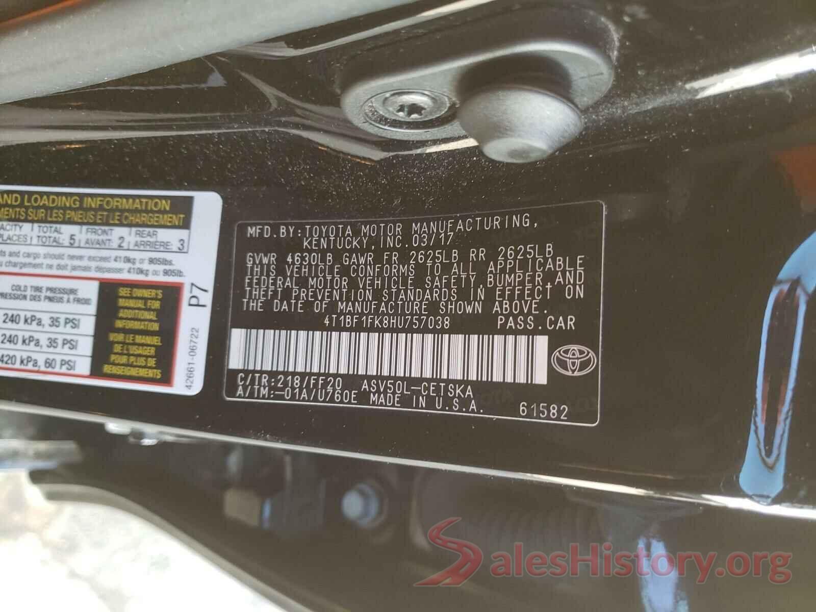 4T1BF1FK8HU757038 2017 TOYOTA CAMRY