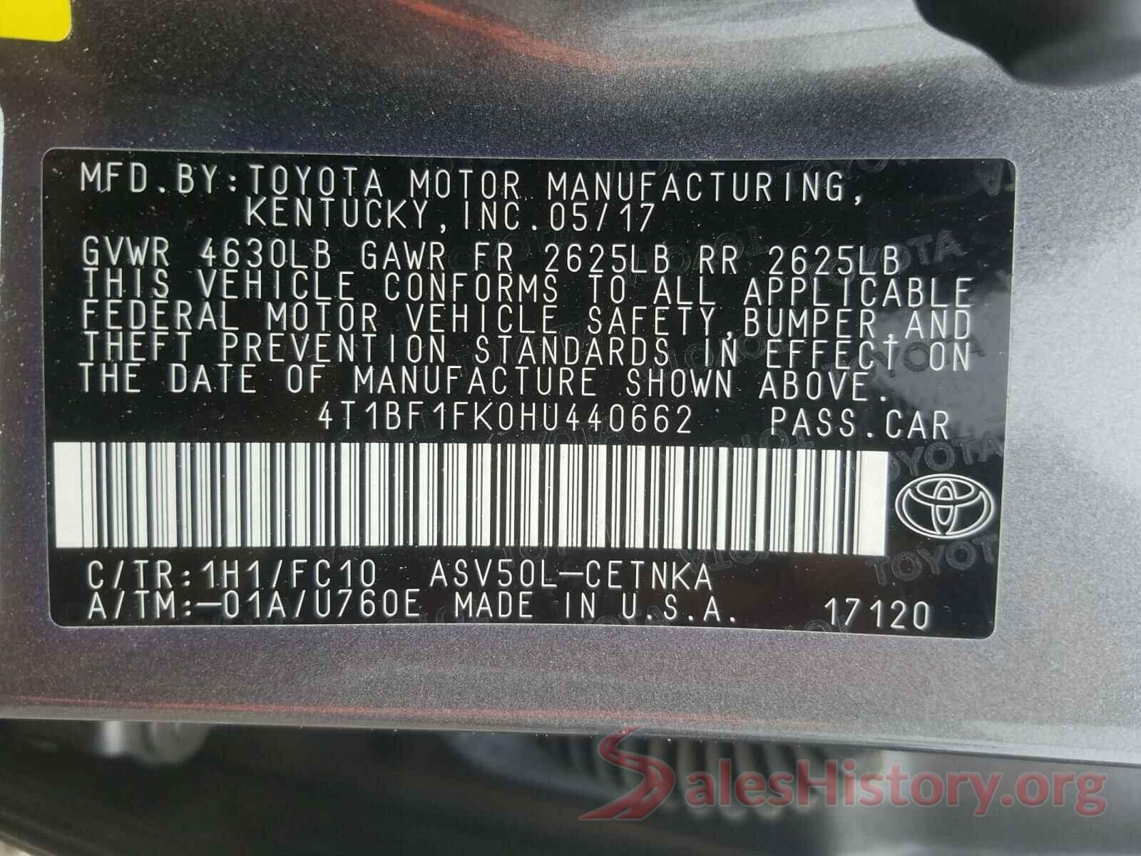 4T1BF1FK0HU440662 2017 TOYOTA CAMRY