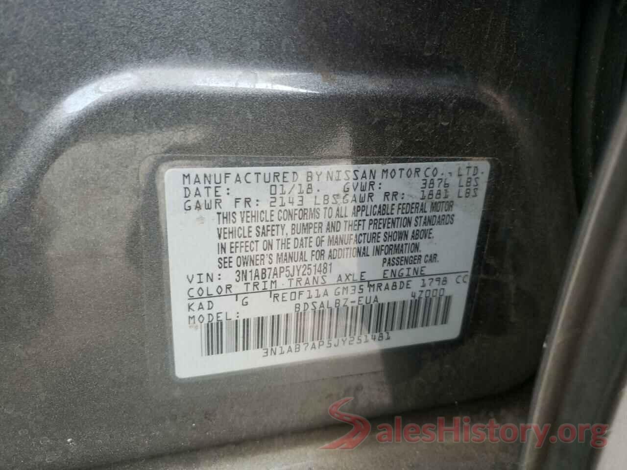 3N1AB7AP5JY251481 2018 NISSAN SENTRA