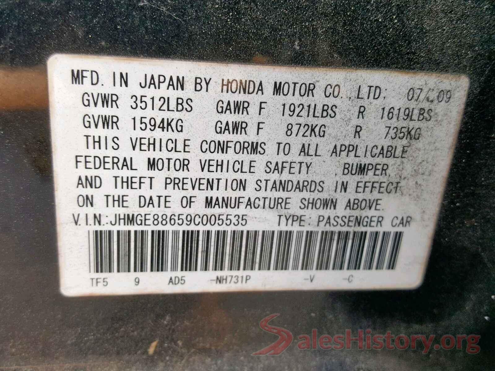 JHMGE88659C005535 2009 HONDA FIT SPORT