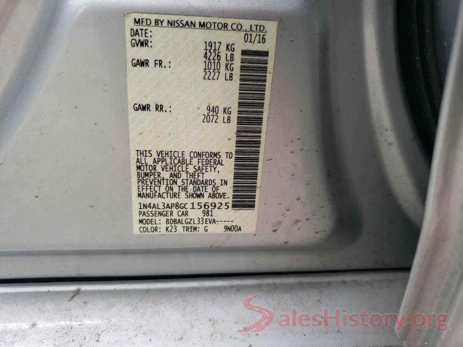 1N4AL3AP8GC156925 2016 NISSAN ALTIMA