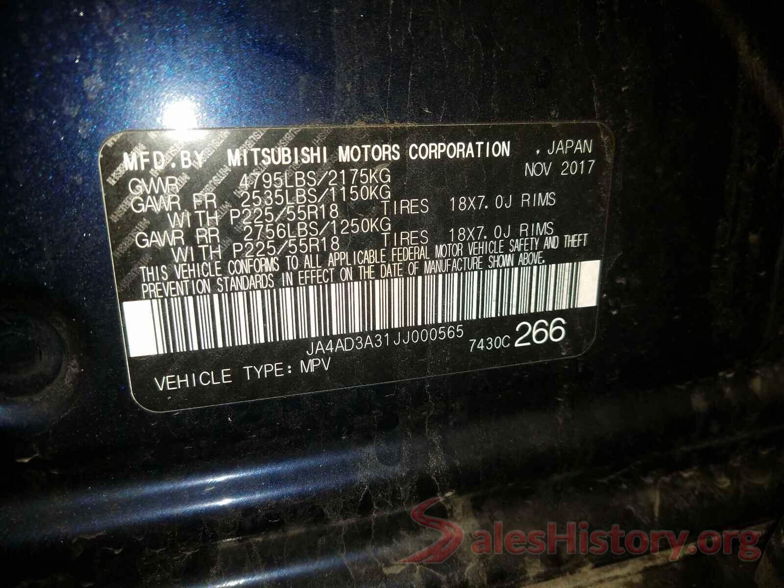 JA4AD3A31JJ000565 2018 MITSUBISHI OUTLANDER