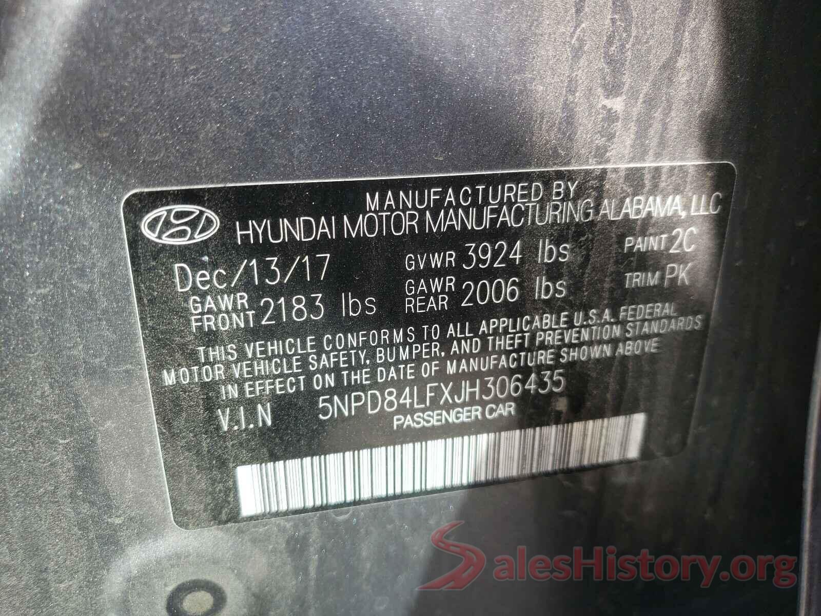 5NPD84LFXJH306435 2018 HYUNDAI ELANTRA