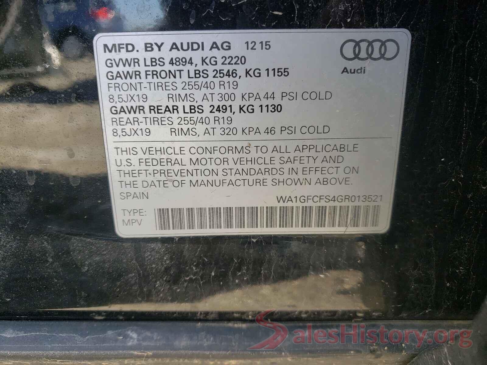 WA1GFCFS4GR013521 2016 AUDI Q3