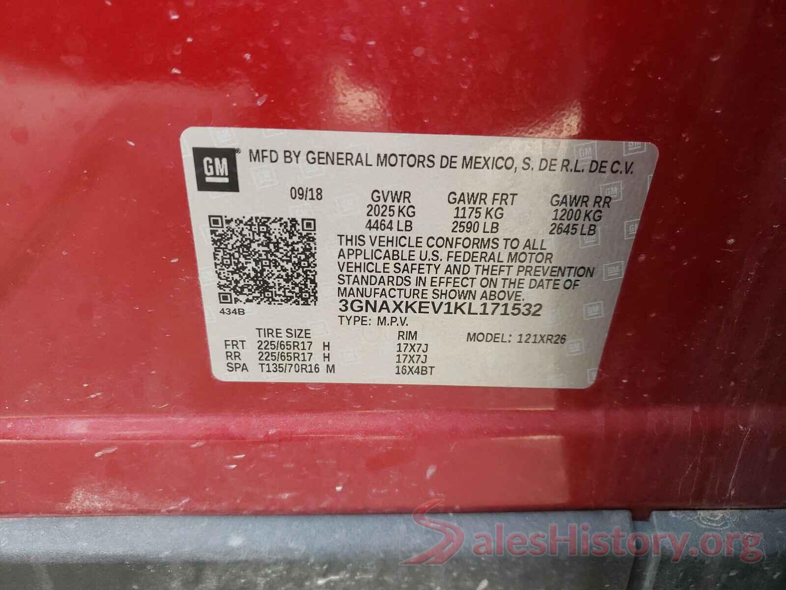 3GNAXKEV1KL171532 2019 CHEVROLET EQUINOX