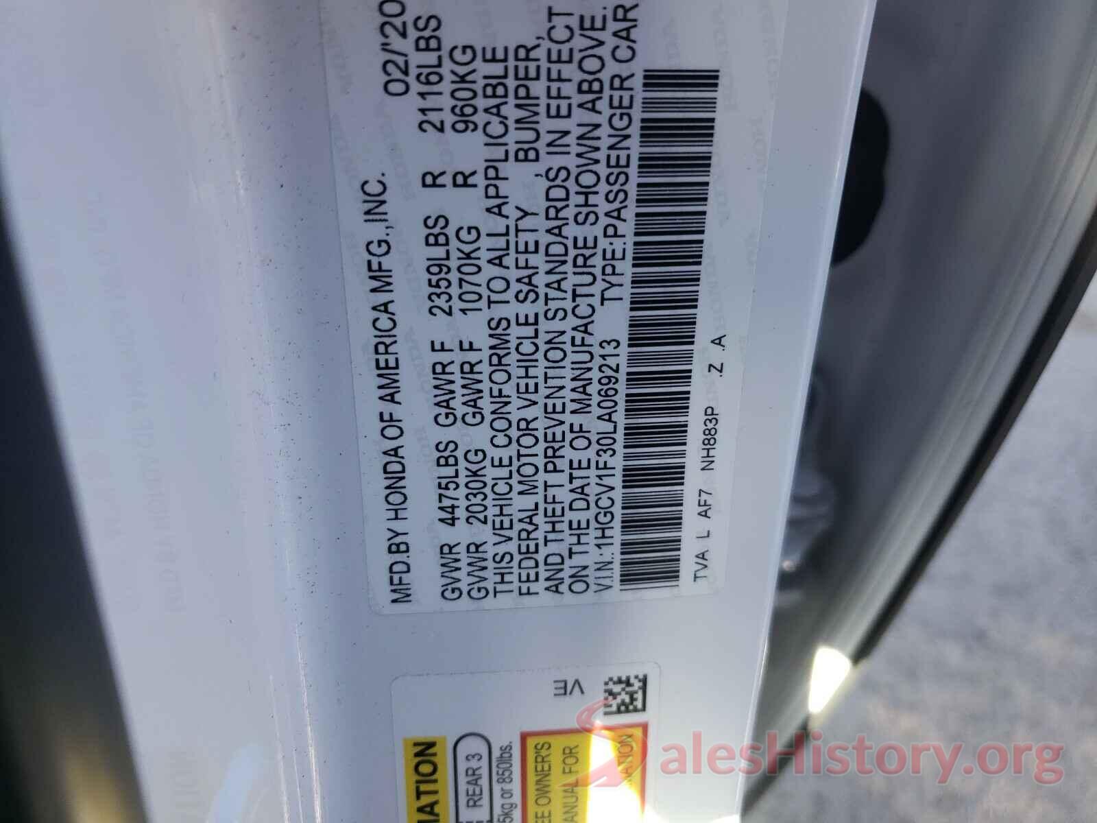 1HGCV1F30LA069213 2020 HONDA ACCORD