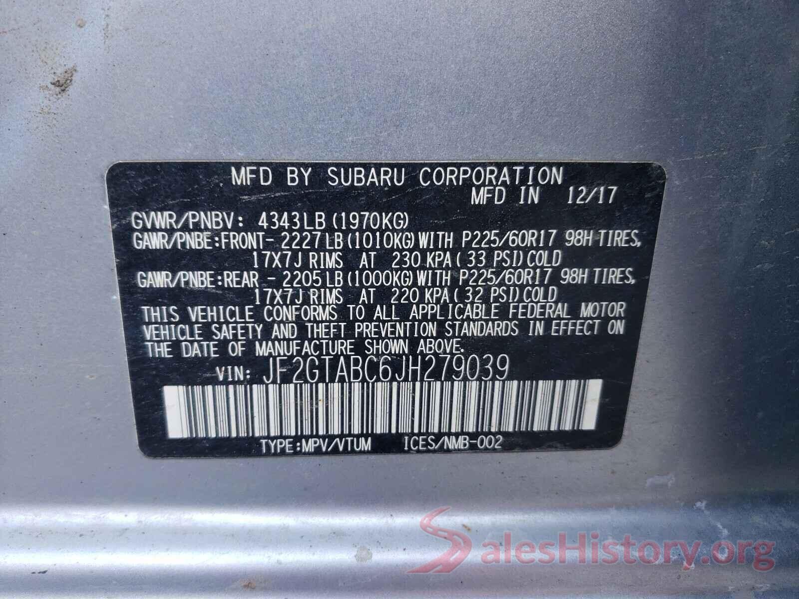 JF2GTABC6JH279039 2018 SUBARU CROSSTREK