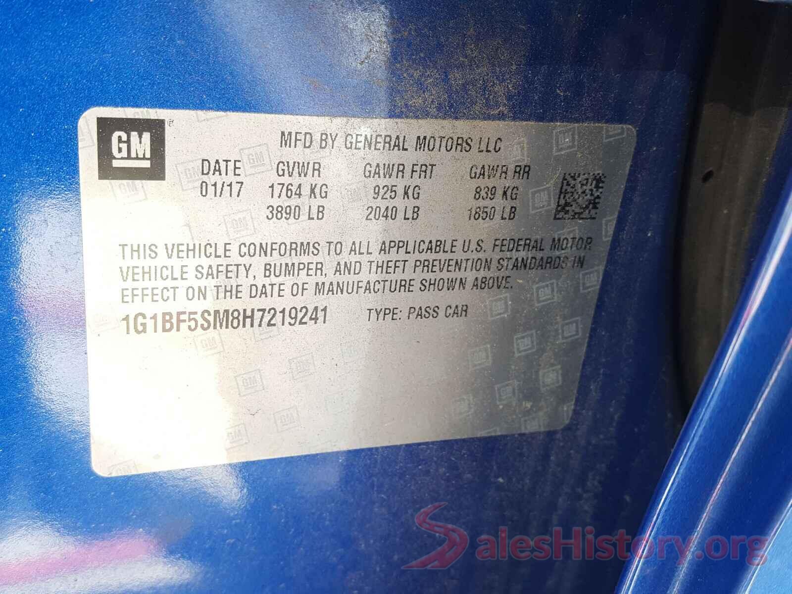 1G1BF5SM8H7219241 2017 CHEVROLET CRUZE