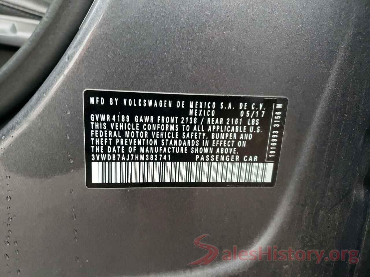 3VWDB7AJ7HM382741 2017 VOLKSWAGEN JETTA