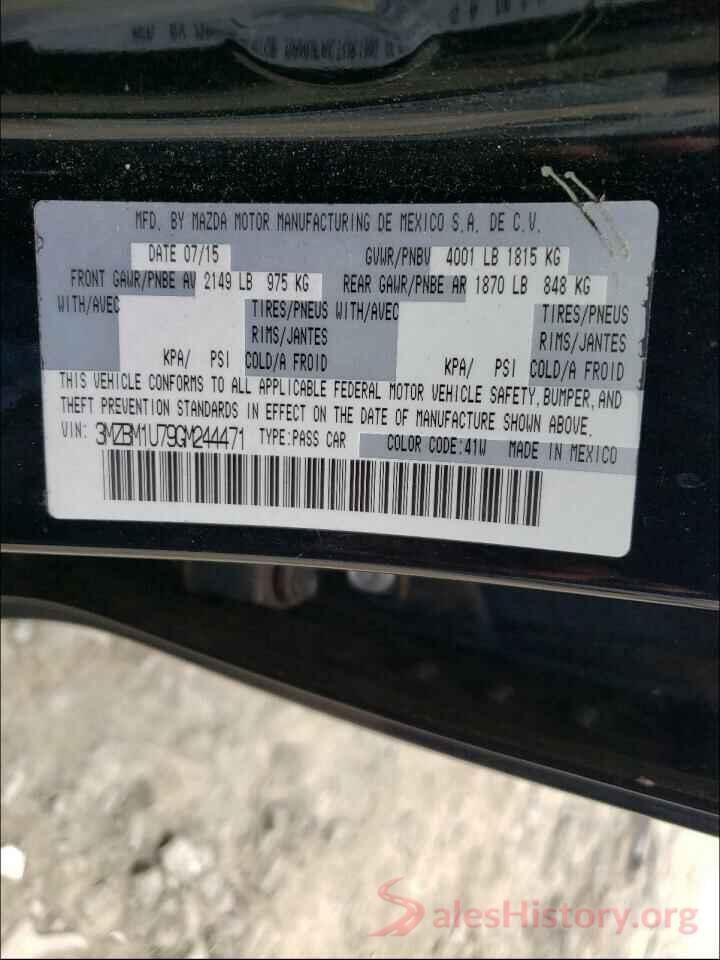 3MZBM1U79GM244471 2016 MAZDA 3