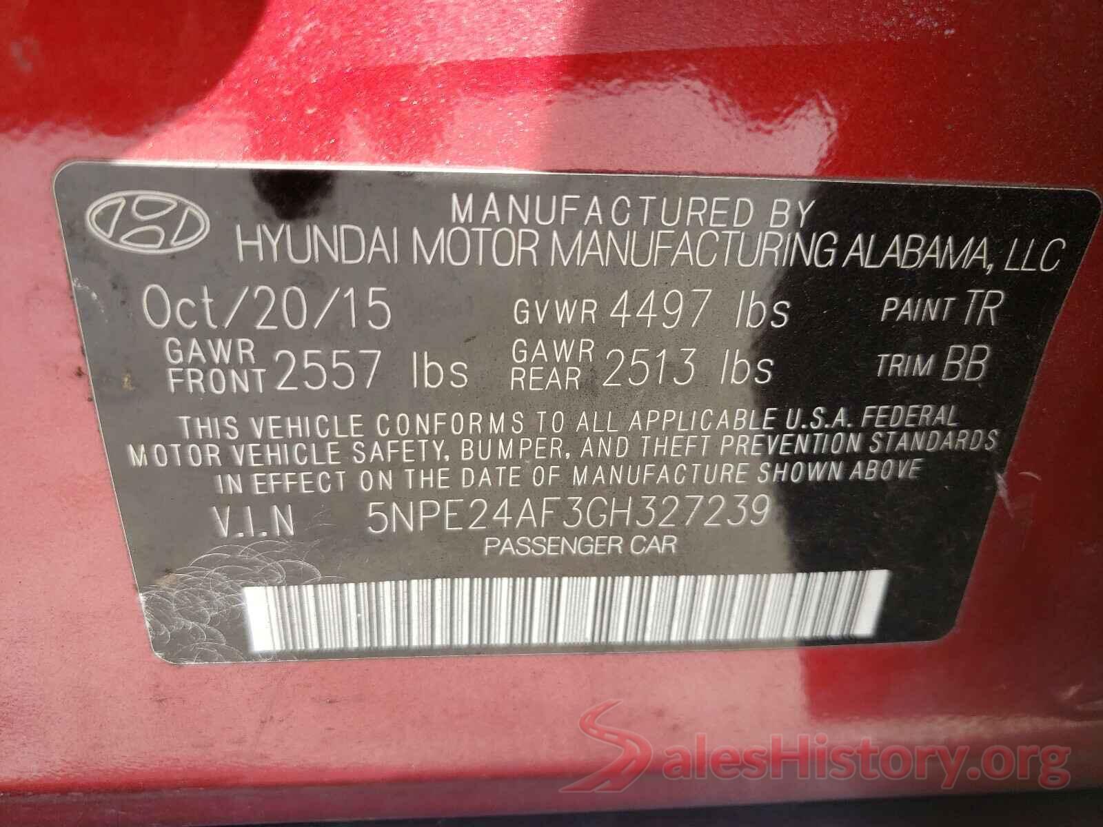 5NPE24AF3GH327239 2016 HYUNDAI SONATA