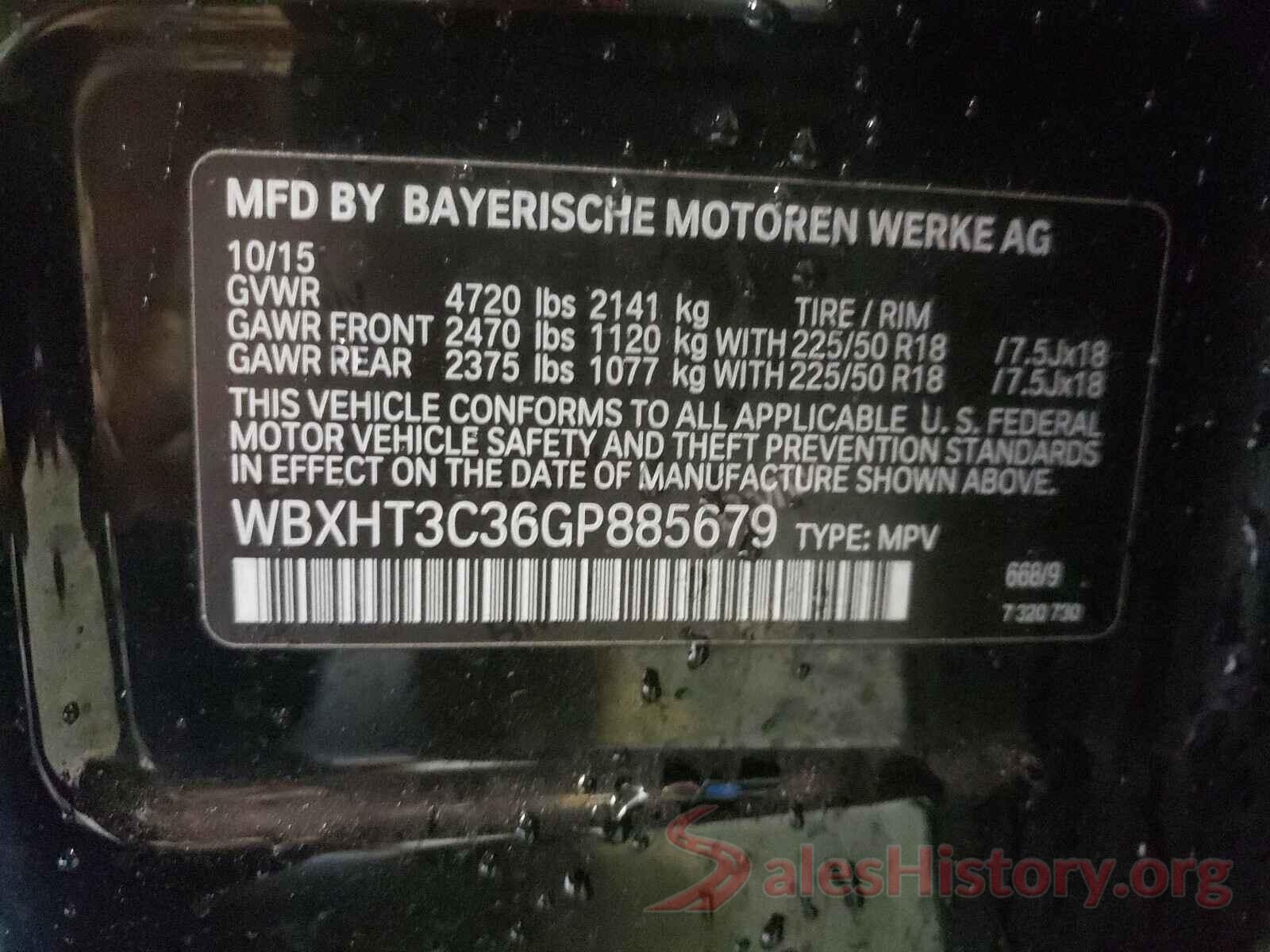 WBXHT3C36GP885679 2016 BMW X1