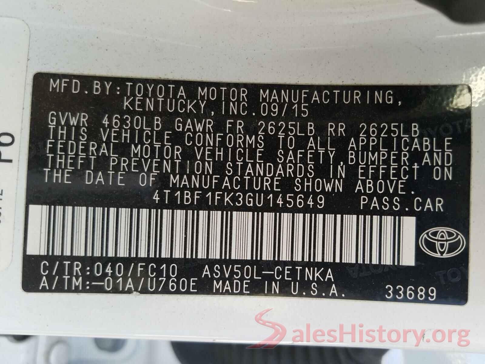 4T1BF1FK3GU145649 2016 TOYOTA CAMRY