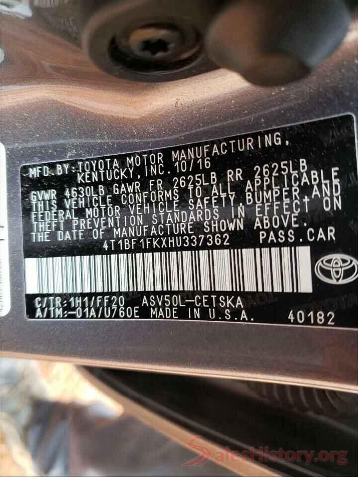 4T1BF1FKXHU337362 2017 TOYOTA CAMRY