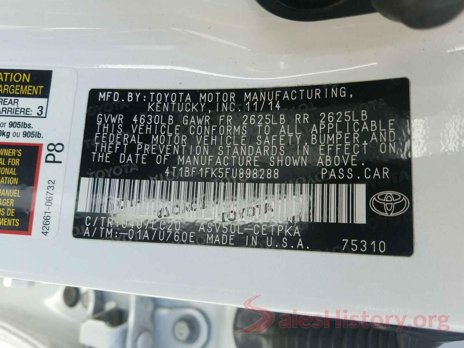 4T1BF1FK5FU898288 2015 TOYOTA CAMRY