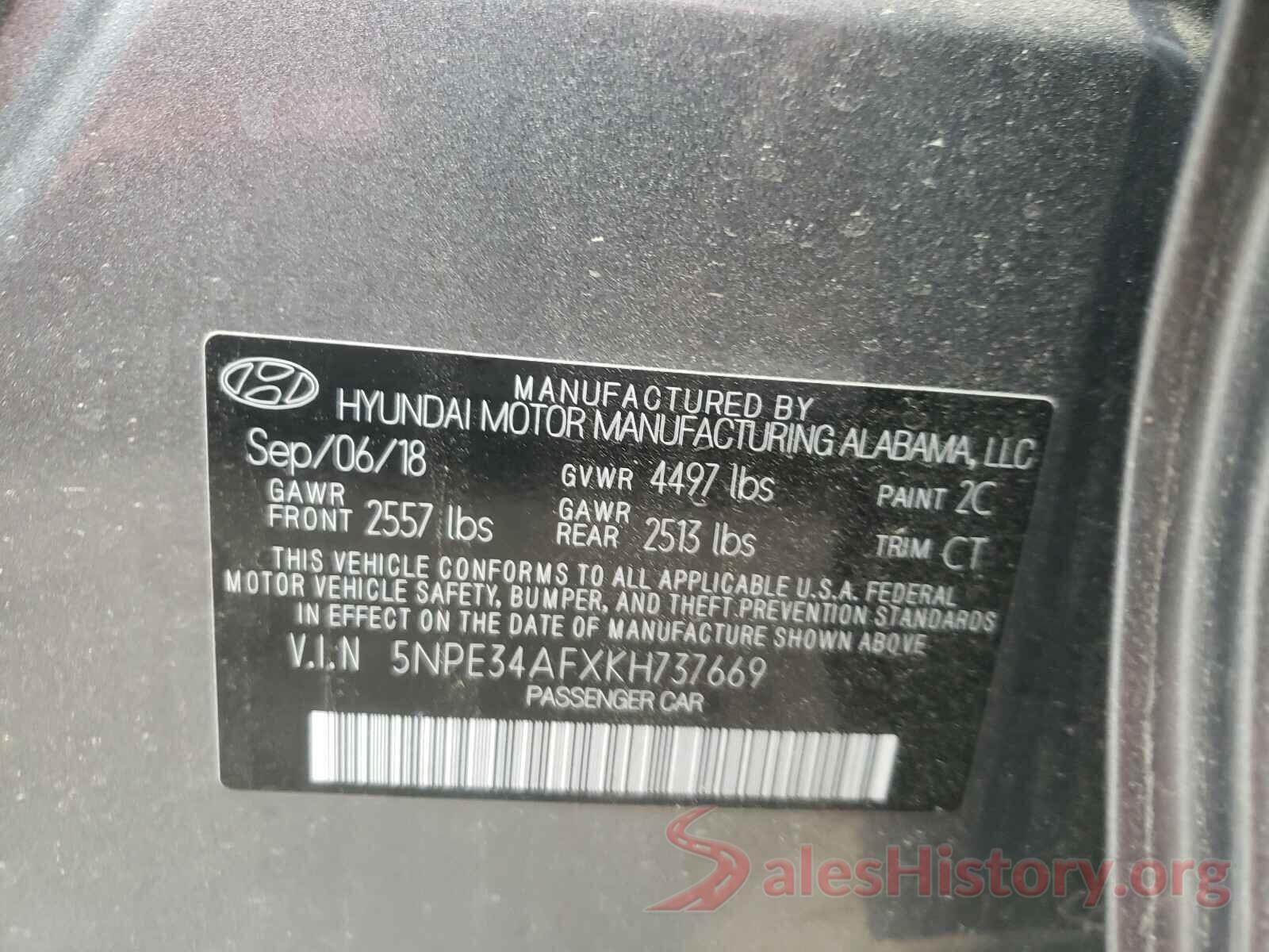 5NPE34AFXKH737669 2019 HYUNDAI SONATA