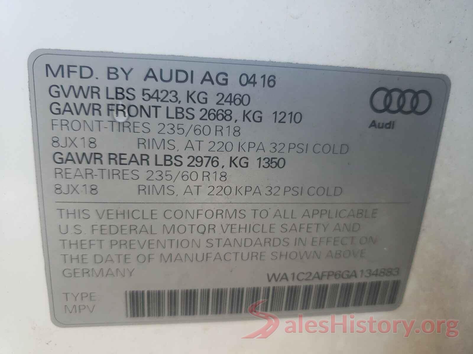 WA1C2AFP6GA134883 2016 AUDI Q5