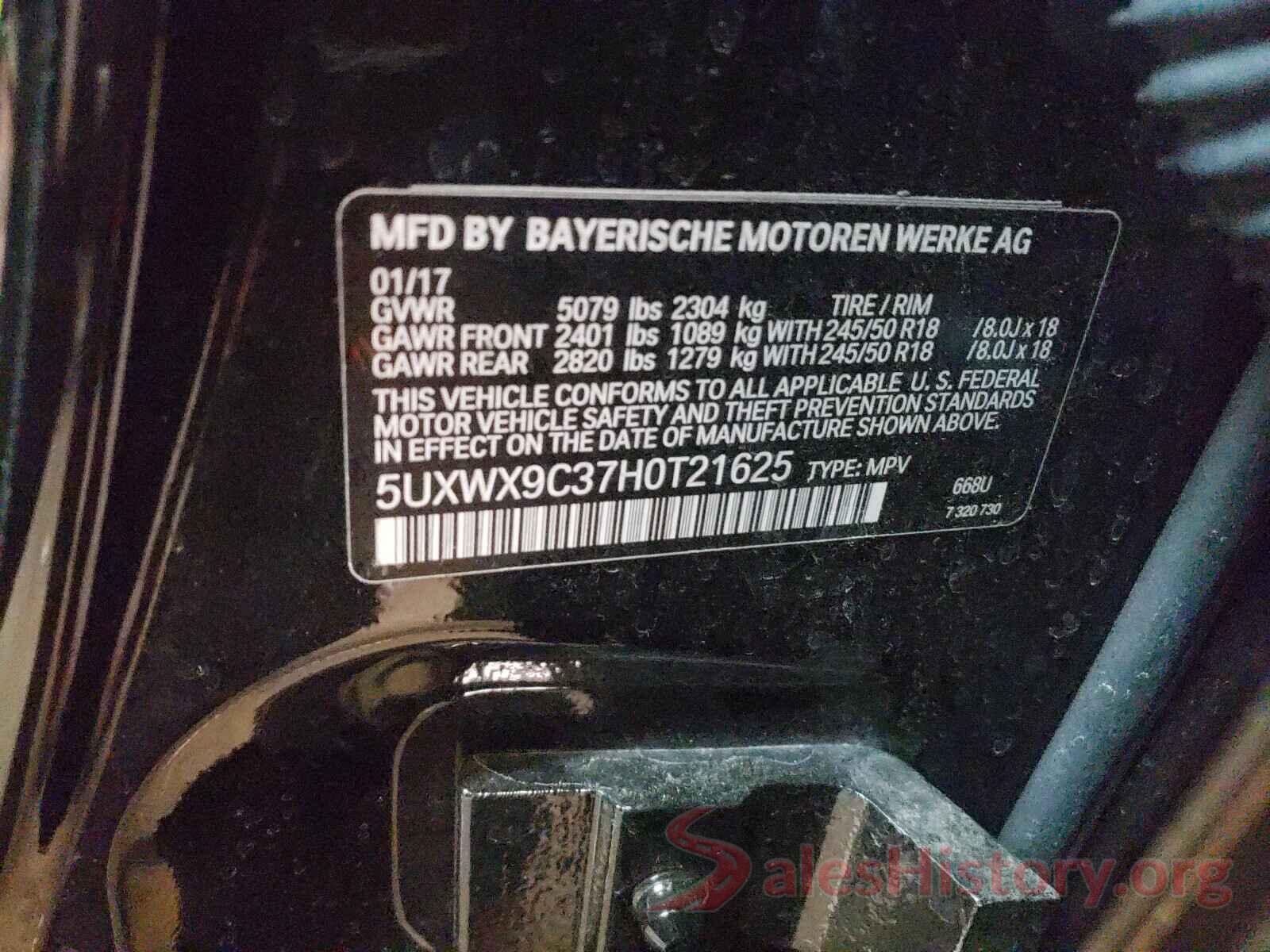 5UXWX9C37H0T21625 2017 BMW X3