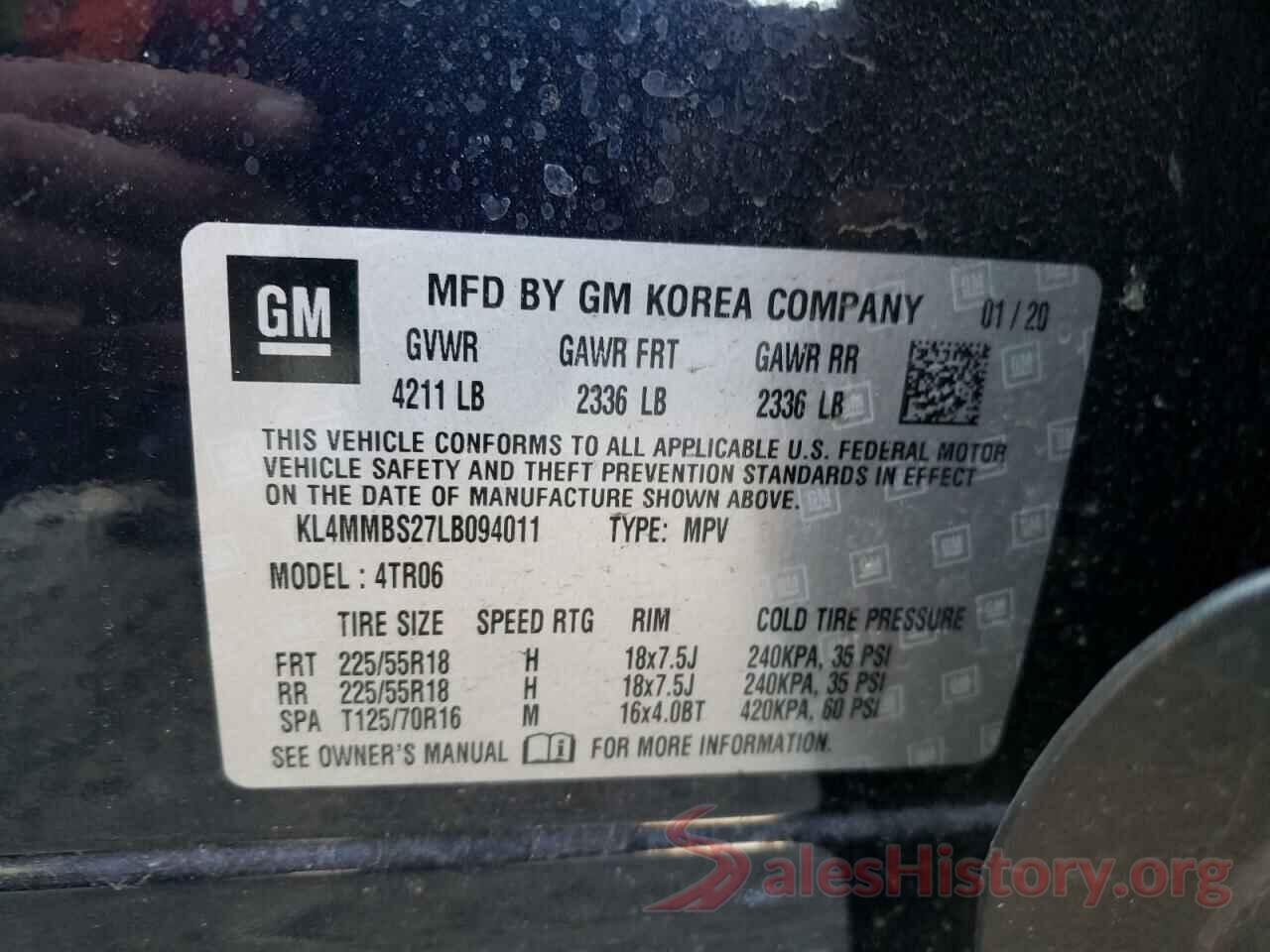 KL4MMBS27LB094011 2020 BUICK ENCORE