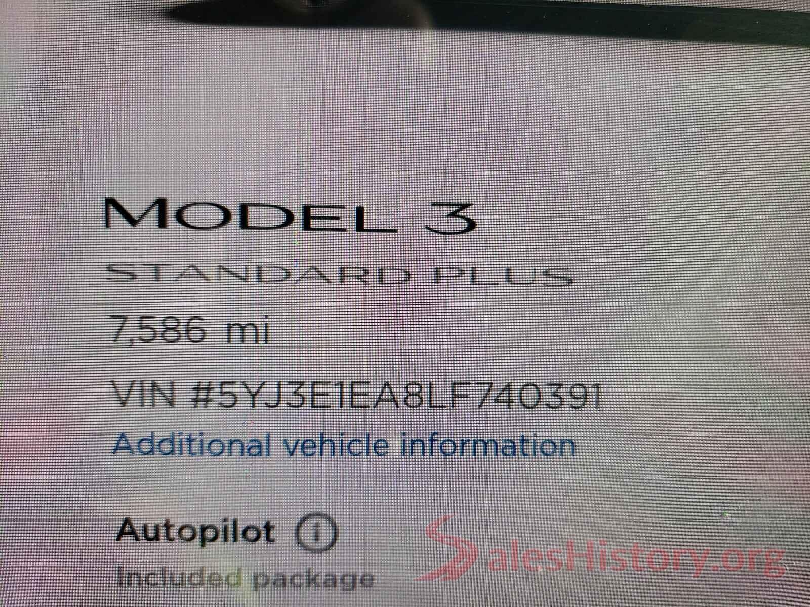 5YJ3E1EA8LF740391 2020 TESLA MODEL 3