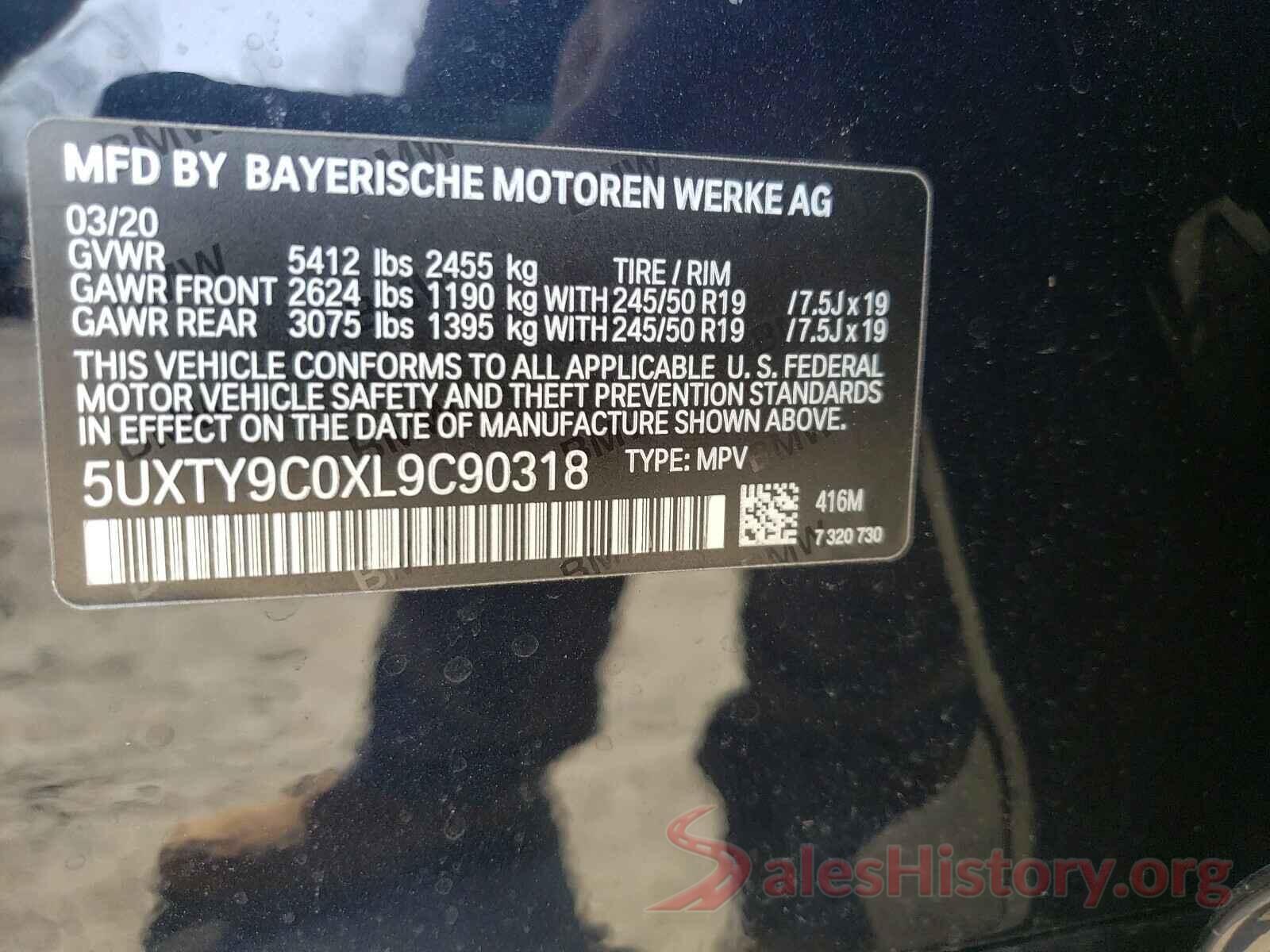 5UXTY9C0XL9C90318 2020 BMW X3