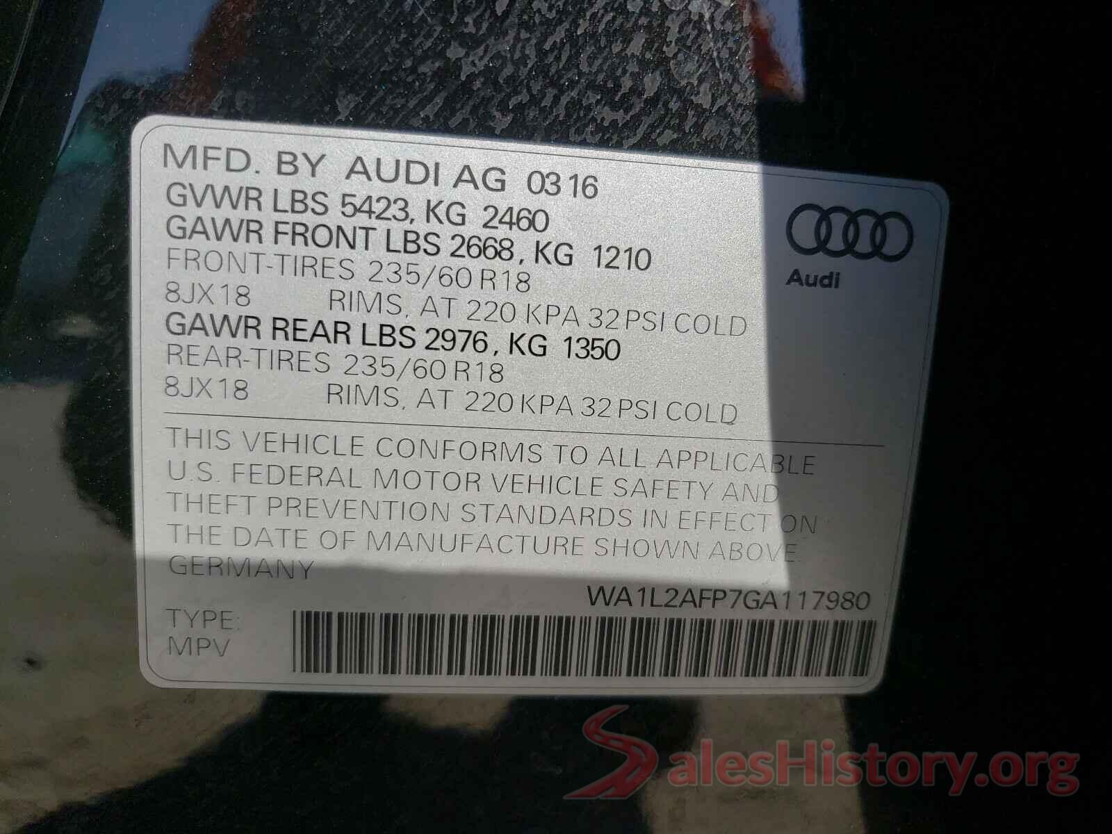 WA1L2AFP7GA117980 2016 AUDI Q5