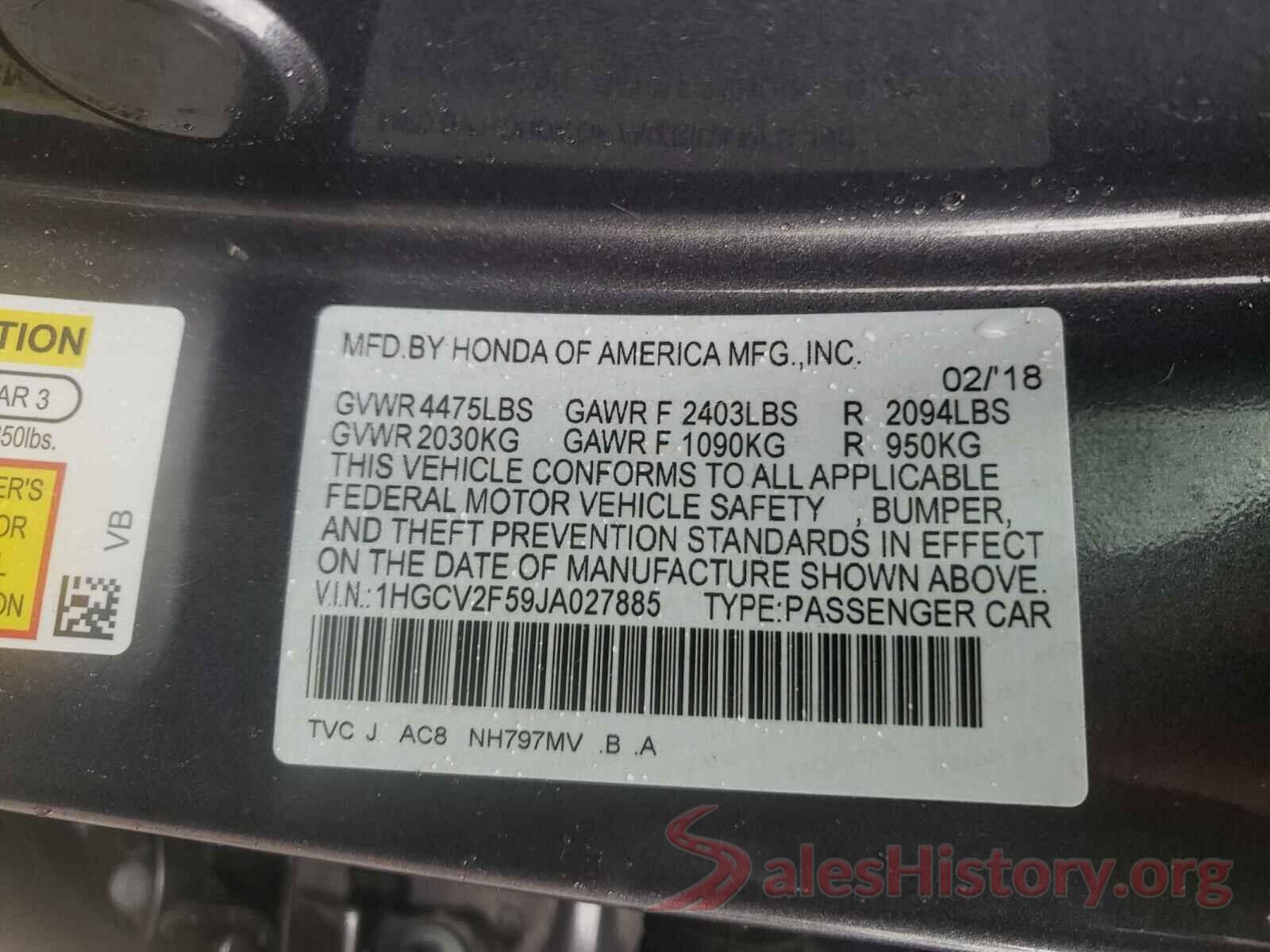 1HGCV2F59JA027885 2018 HONDA ACCORD