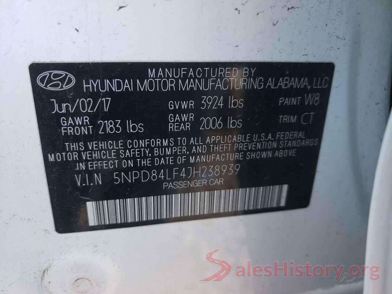 5NPD84LF4JH238939 2018 HYUNDAI ELANTRA