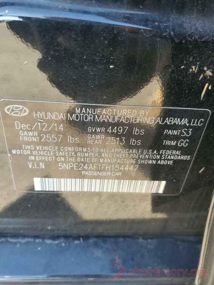 5NPE24AF1FH154447 2015 HYUNDAI SONATA