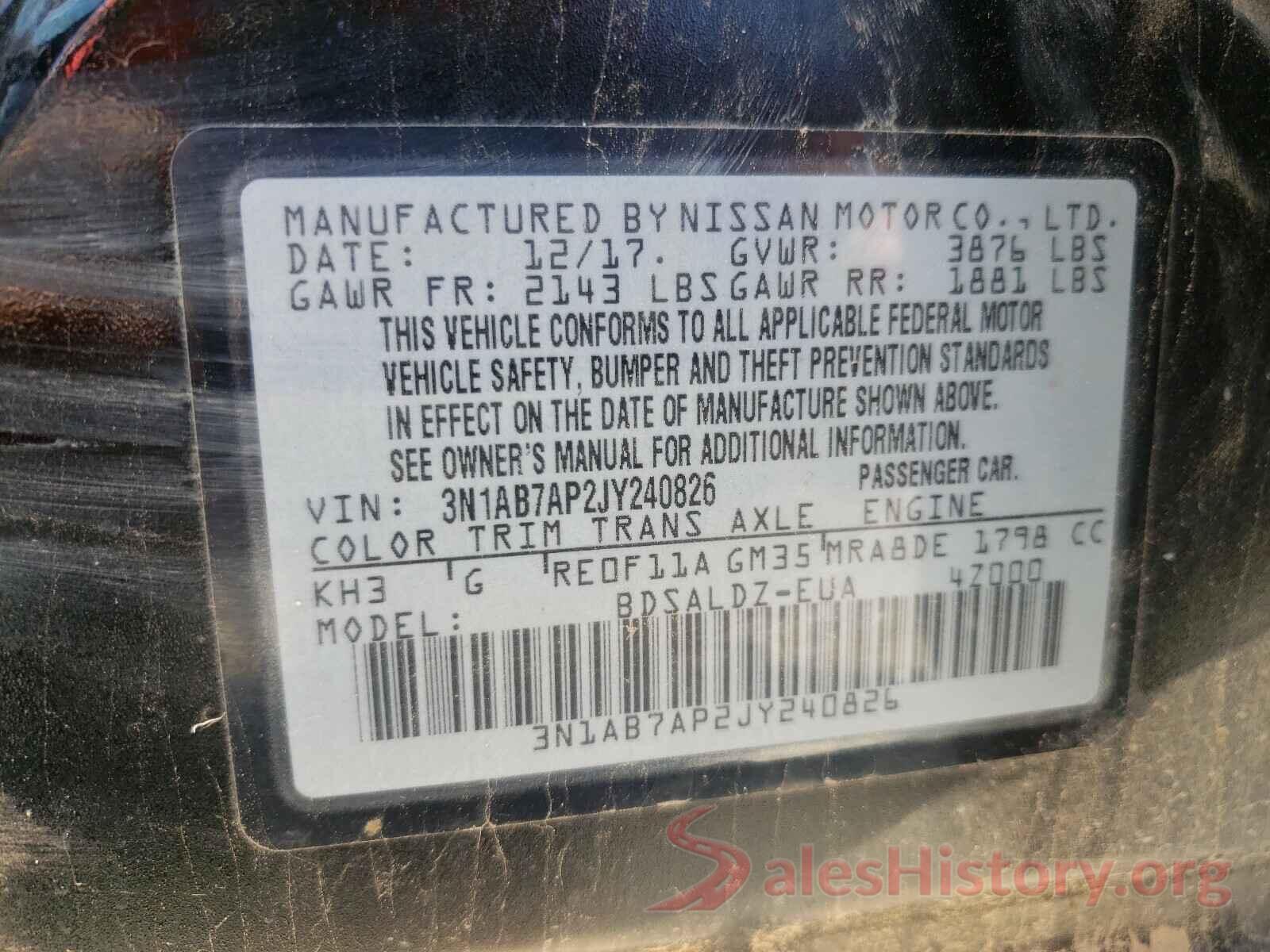 3N1AB7AP2JY240826 2018 NISSAN SENTRA