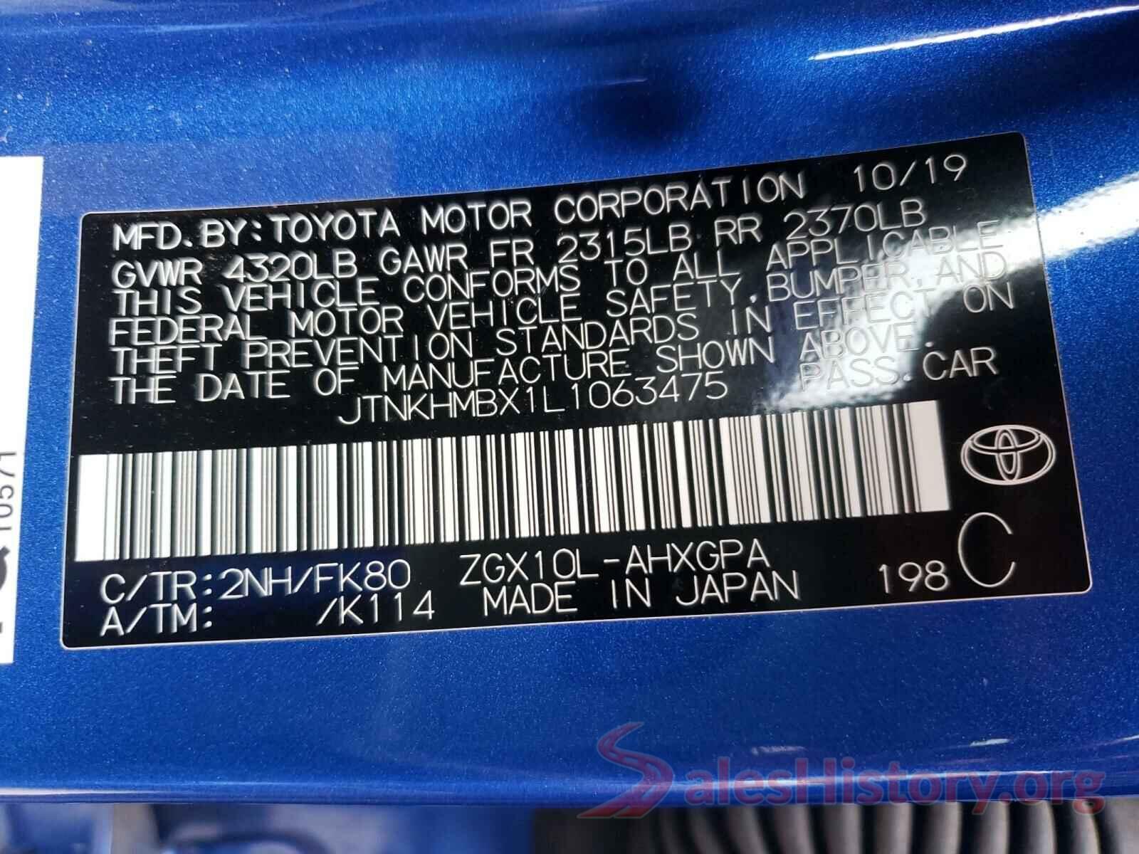 JTNKHMBX1L1063475 2020 TOYOTA C-HR