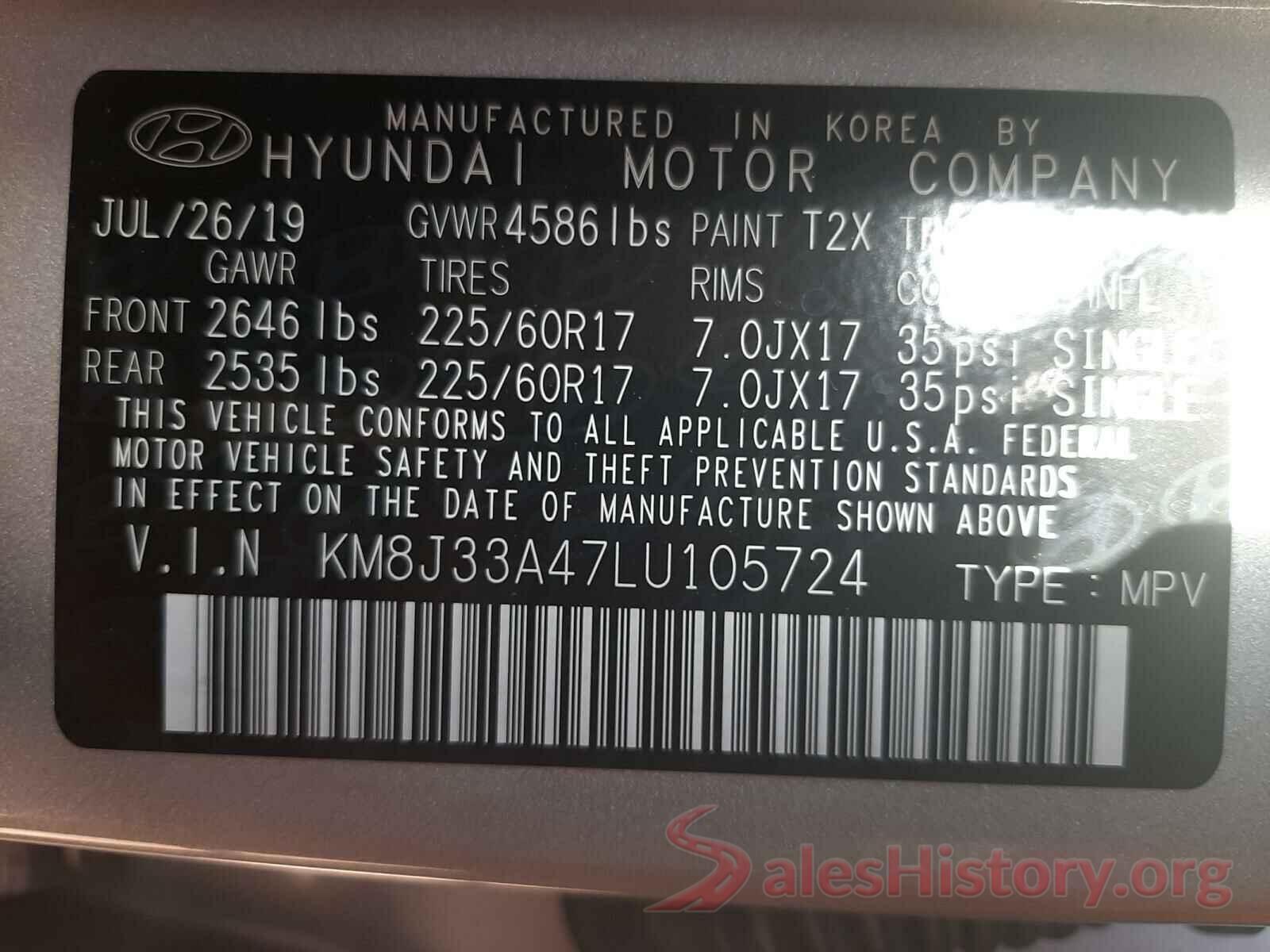 KM8J33A47LU105724 2020 HYUNDAI TUCSON