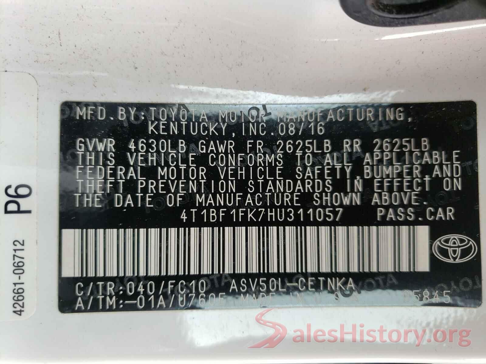 4T1BF1FK7HU311057 2017 TOYOTA CAMRY