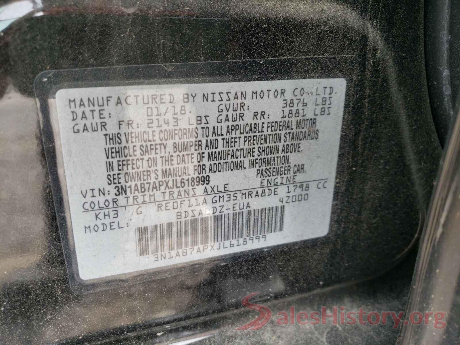 3N1AB7APXJL618999 2018 NISSAN SENTRA